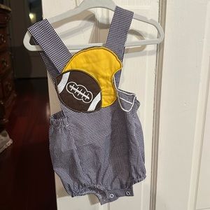 Magnolia steel 6 month outfit. Purple and gold football outfit. Perfect for LSU